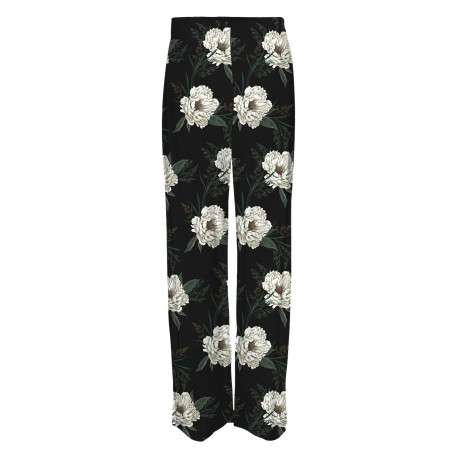 Pantalon noir avec imprimé fleuri coupe loose à taille haute