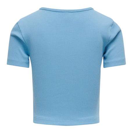 T-shirt en coton ciel uni avec une coupe droite et un col rond - Image 2