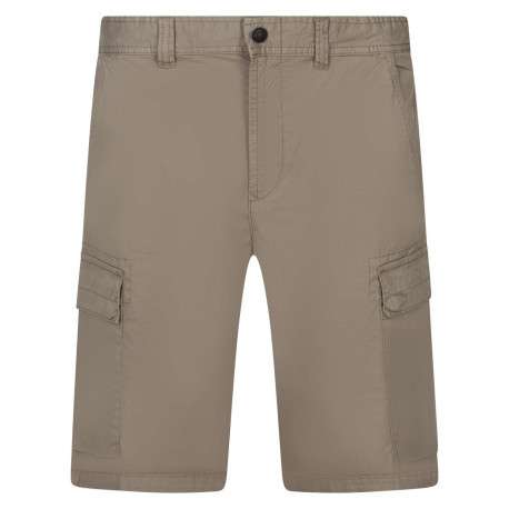Short cargo en coton beige uni avec cordon de serrage coupe regular fit