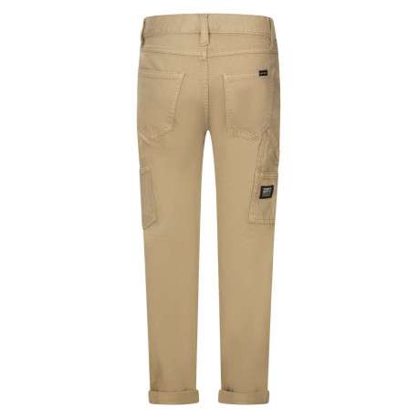 Pantalon cargo en coton camel uni avec une coupe droite et des poches - Image 2