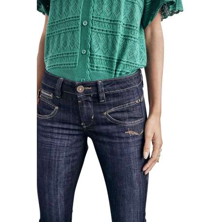 Jean Alexa Slim en coton mélangé brut uni avec une coupe slim et des zips et détails fantaisies sur poches - Image 3