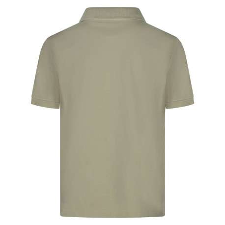 Polo en coton sable uni avec des manches courtes et un col boutonné caché - Image 2