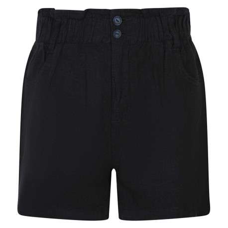 Short marine uni avec une coupe paper bag et une ceinture élastiquée