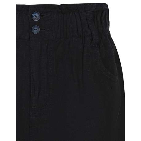 Short marine uni avec une coupe paper bag et une ceinture élastiquée - Image 3