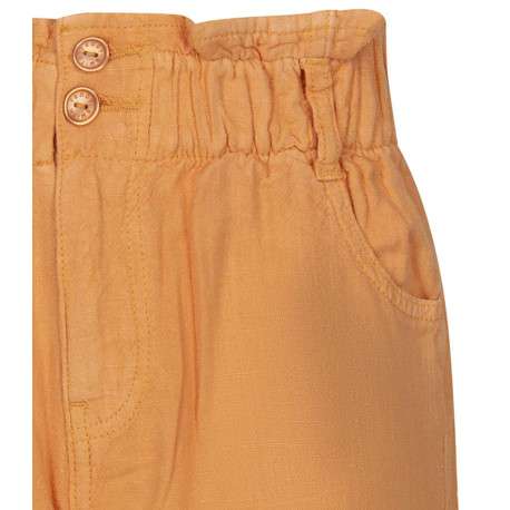 Short pêche uni avec une ceinture élastiquée et une coupe paper bag - Image 3