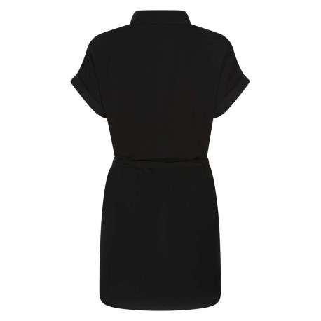 Robe courte noire chemise unie manches courtes coupe droite avec col boutonné - Image 2