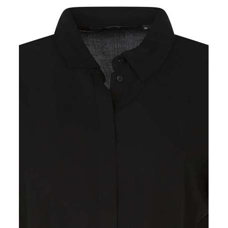 Robe courte noire chemise unie manches courtes coupe droite avec col boutonné - Image 3