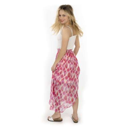 Jupe longue Feeling rose imprimé abstrait avec une coupe asymétrique - Image 2
