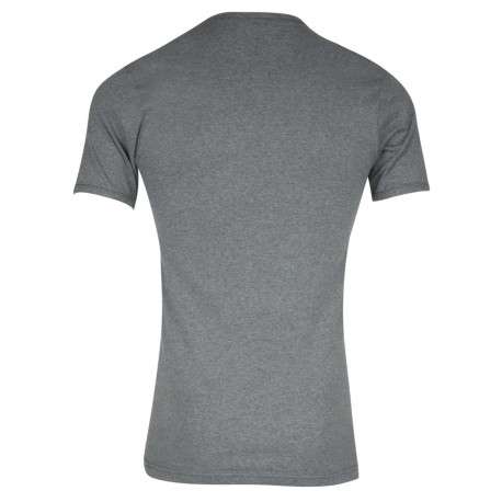T-shirt gris uni avec une coupe droite un col en V et des manches courtes - Image 4