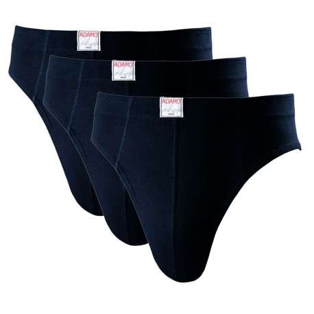 Lot de 3 slips en coton marine unis à coupe fermée et taille élastiquée