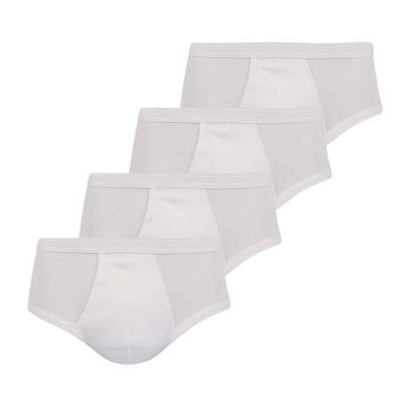 Lot de 4 Slips homme blanc uni avec une bande élastiquée à la taille