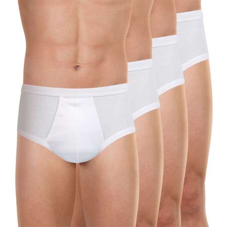 Lot de 4 Slips homme blanc uni avec une bande élastiquée à la taille - Image 3