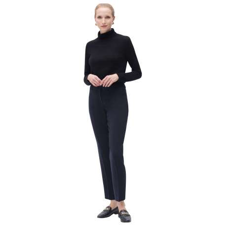 Pantalon bleu marine uni à coupe fuselée avec poches et fermeture zippée