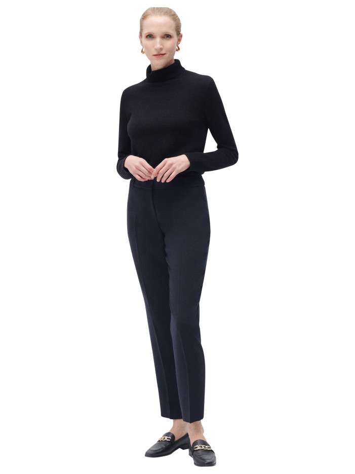 Pantalon bleu marine uni à...