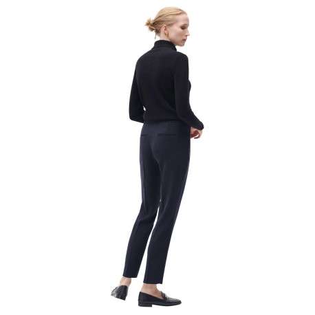 Pantalon bleu marine uni à coupe fuselée avec poches et fermeture zippée - Image 3