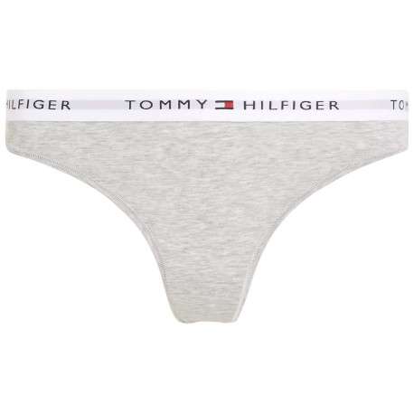 String gris chiné au nom de la marque avec une taille élastiquée