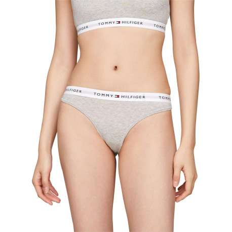 String gris chiné au nom de la marque avec une taille élastiquée - Image 2