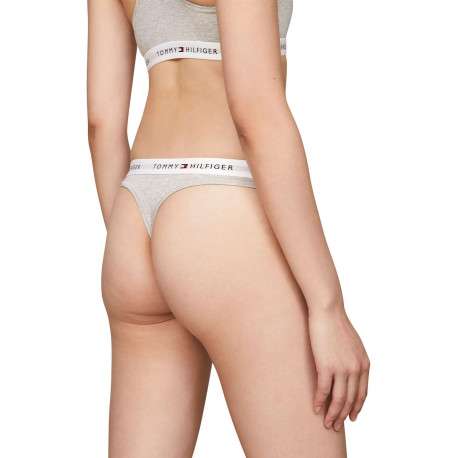 String gris chiné au nom de la marque avec une taille élastiquée - Image 3