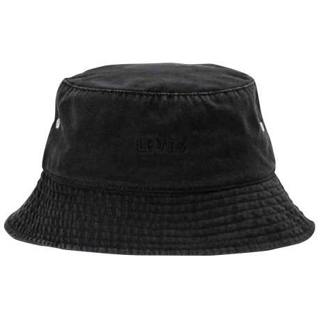 Bob en coton noir avec un effet délavé et un petit logo ton sur ton brodé