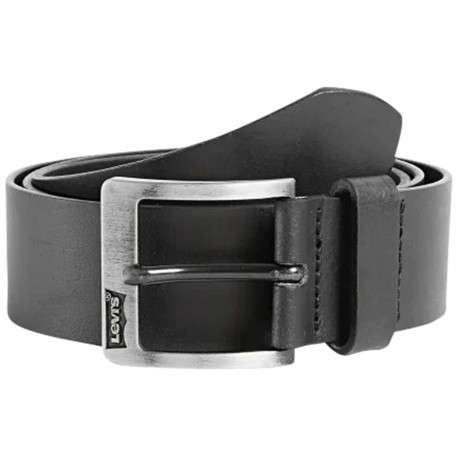 Ceinture en cuir noire unie avec une boucle carrée en métal argentée