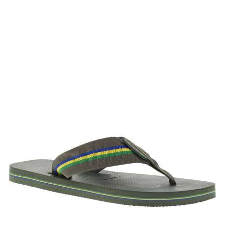 Tongs Urban Brasil olive avec couleurs du Brésil et larges brides - Image 3