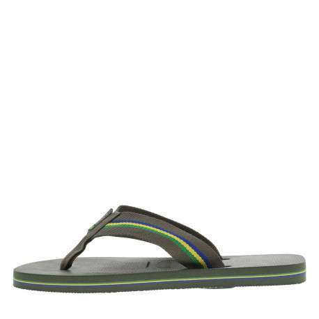 Tongs Urban Brasil olive avec couleurs du Brésil et larges brides