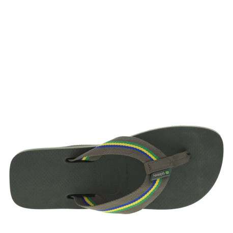 Tongs Urban Brasil olive avec couleurs du Brésil et larges brides - Image 4