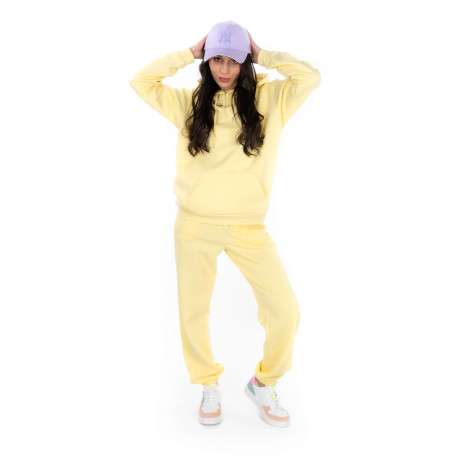 Pantalon de jogging en coton mélangé jaune avec coupe relaxed fit et 2 poches
