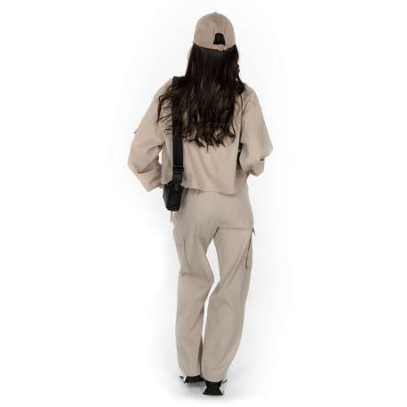 Pantalon Onlcashi Cargo Wvn Noos en coton mélangé écru uni coupe regular fit - Image 3