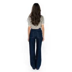 Jean Onlvicky Hw Wide Leg Dnm Az9 en coton brut uni coupe regular fit