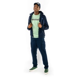 Pantalon cargo en coton marine uni avec un patch d'authenticité