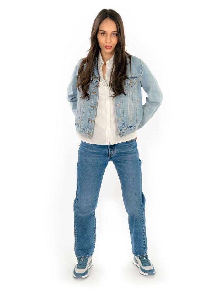 Blouson en jean bleu stone...