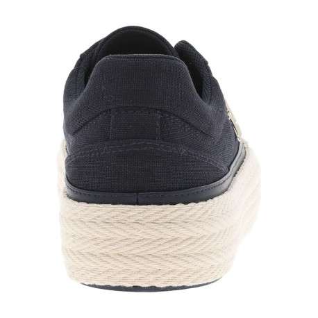 Baskets basses en toile bleu marine avec lacets plats et détails en corde - Image 6