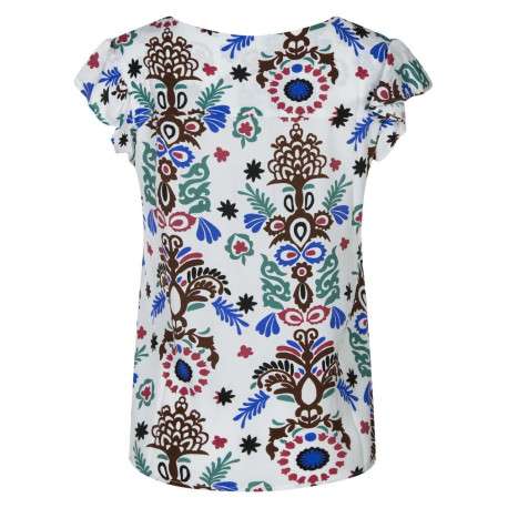 Blouse blanche imprimée abstrait sans manches avec une coupe droite - Image 2