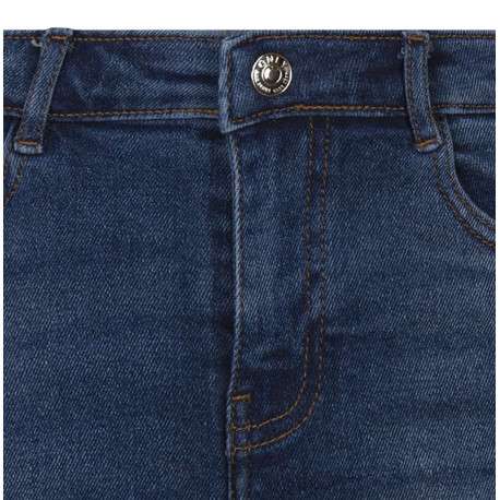 Short 5 poches en coton bleu indigo uni à coupe slim et à taille intermédiaire - Image 3