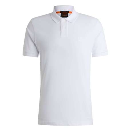 Polo en maille piquée blanc à coupe ajustée et à manches courtes avec logo