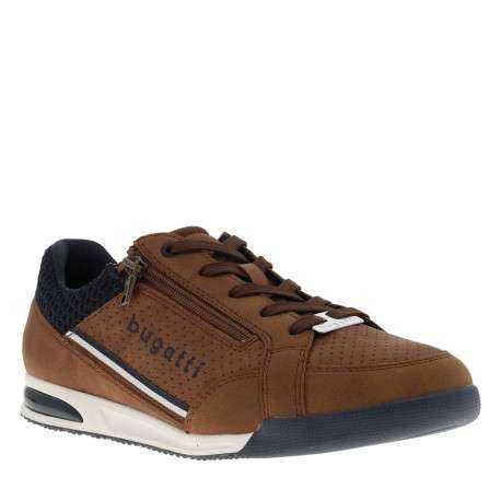 Sneakers brunes à talon plat avec des lacets et un zip latéral - Image 3