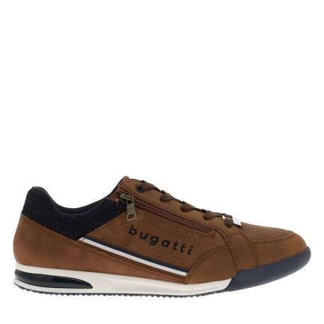 Sneakers brunes à talon plat avec des lacets et un zip latéral - Image 2