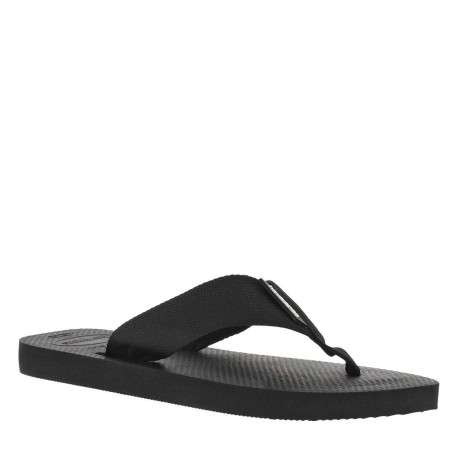 Tongs Urban Brasil Material noires avec larges brides et logo blanc - Image 3