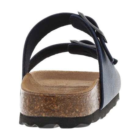 Mules bleues avec boucles à ardillon et un aspect liège autour de la semelle - Image 6
