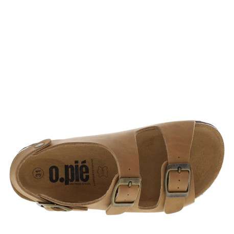 Nu-pieds camel avec un aspect liège à la semelle et 3 brides ajustables - Image 4