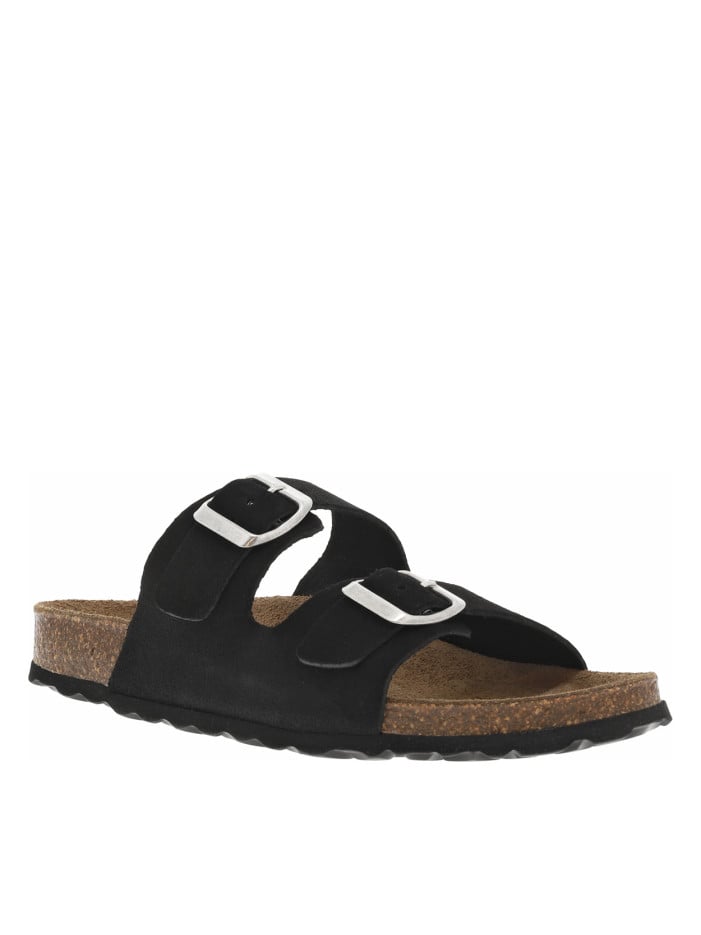 Mules en cuir nubuck noires...