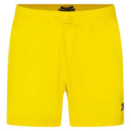 Short de bain jaune uni à coupe slim fit et à taille intermédiaire