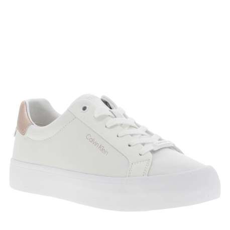 Baskets basses tennis Vulc Lace Up Saff Fox en cuir blanches et rose à lacets - Image 3
