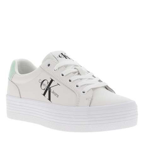 Baskets basses tennis Vulc Flatform Laceup en cuir blanches à plateforme - Image 3
