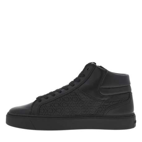 Baskets montantes en cuir noires avec semelle plateforme lacets et zip latéral