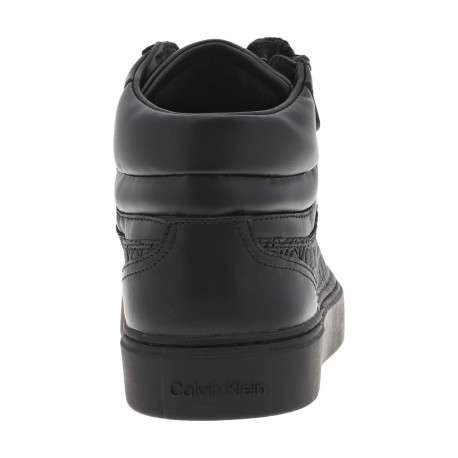 Baskets montantes en cuir noires avec semelle plateforme lacets et zip latéral - Image 6
