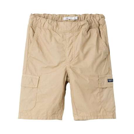 Short cargo RYAN en coton beige avec coupe regular fit et taille élastiquée