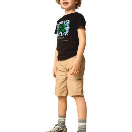 Short cargo RYAN en coton beige avec coupe regular fit et taille élastiquée - Image 3