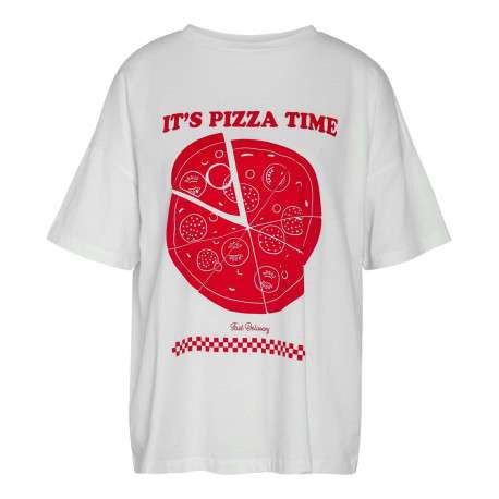 T-shirt en coton blanc avec flocage avant une coupe oversize et un col rond